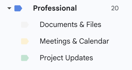 Gmail sublabels example